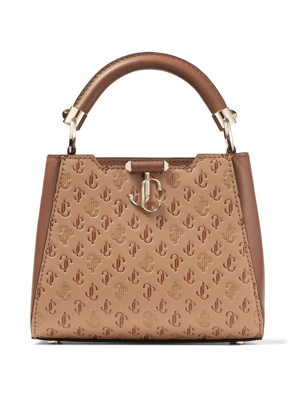 

Jimmy Choo Varenne monogram logo-embossed mini tote - Brown