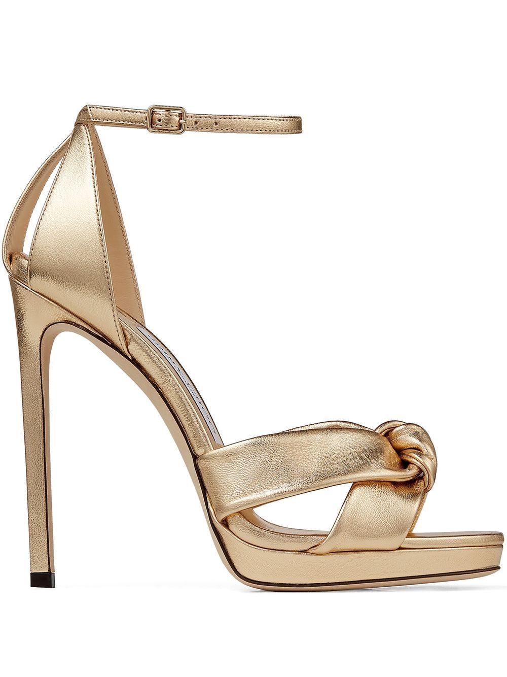 Shop Jimmy Choo Rosie 120mm Metallic-effect Sandals In Gold