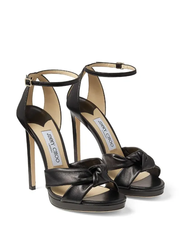 JIMMY CHOO ロシ ノットティテル サンタル ROSIE120NAP BLACK Jimmy Choo Rosie 120mm Knotted Sandals | Black | FARFETCH GE