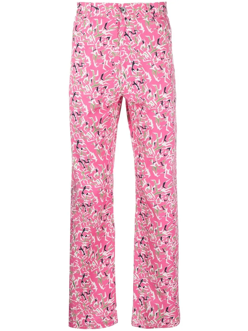 Paccbet Workwear Floral Pants In Pink
