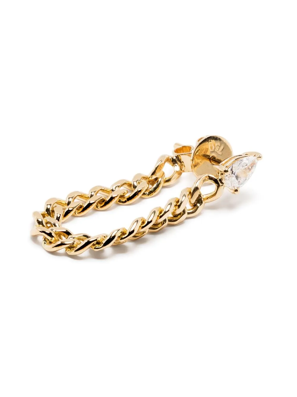Anita Ko 18kt Yellow Gold Cuban Link Diamond Loop Earring, view 3