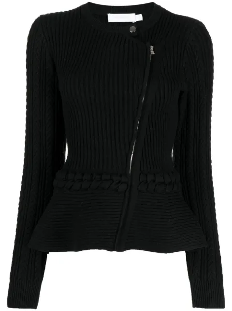 Simkhai knitted peplum biker jacket
