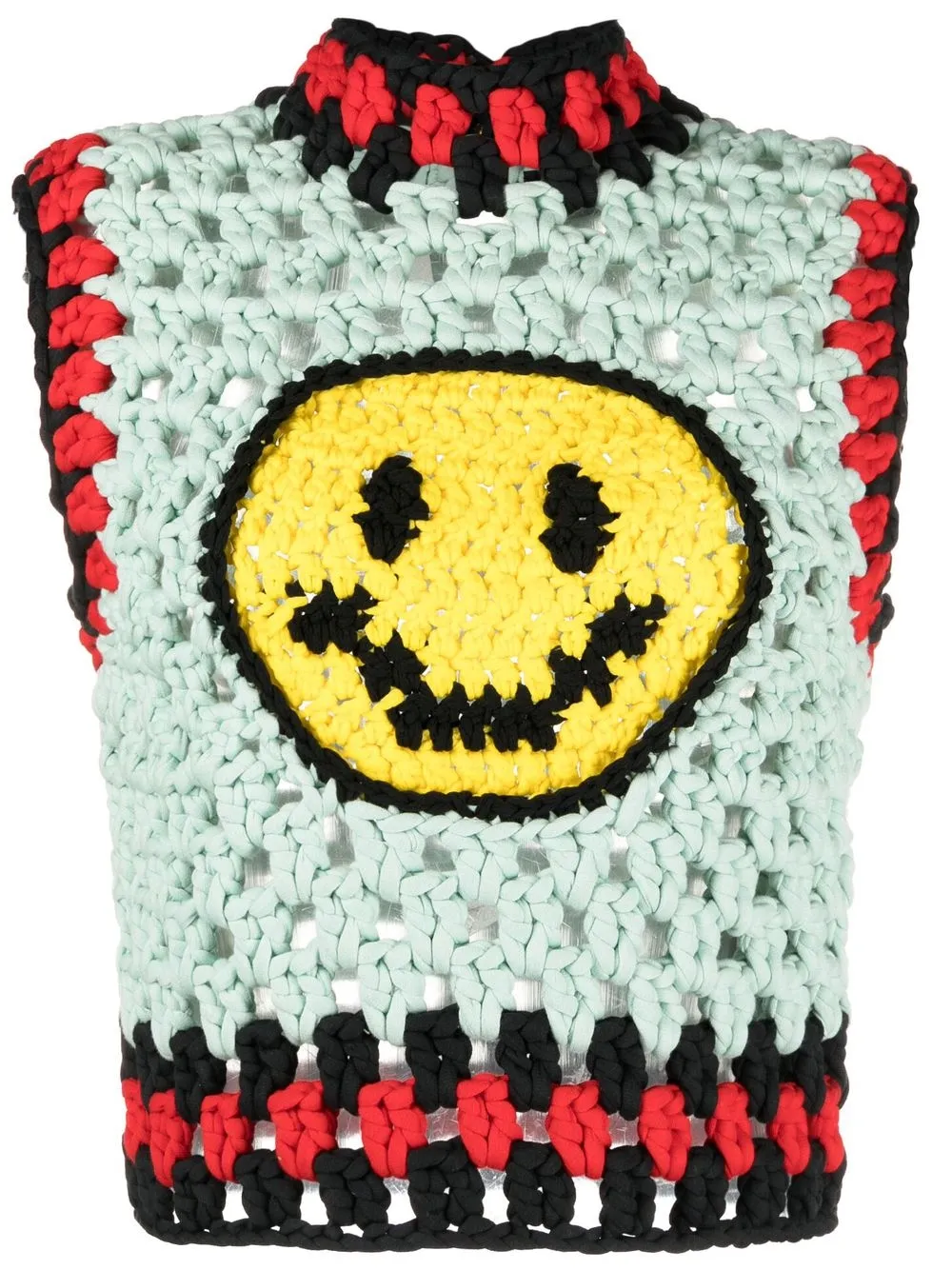 Meryll Rogge Smiley Face Crochet Cotton Blend Sweater Vest In Grün