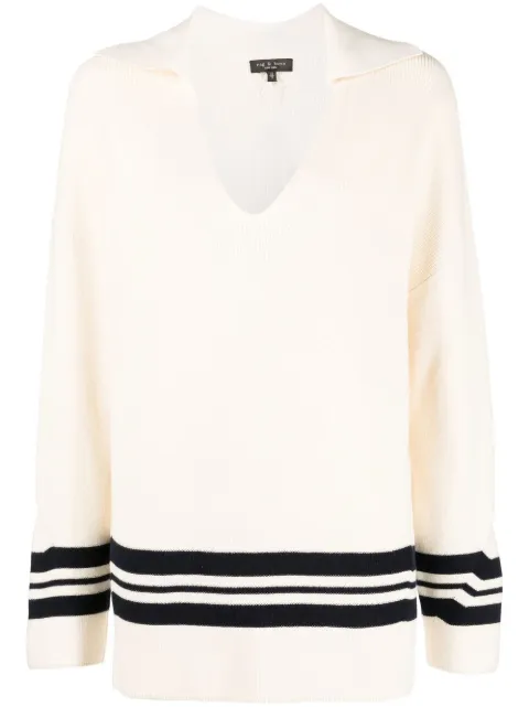 rag & bone stripe-trim oversized jumper