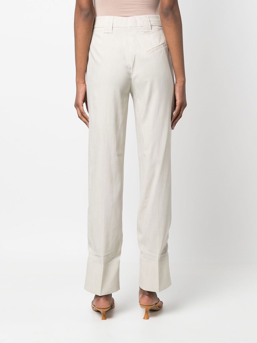 Shop Ganni High-waisted Straight-leg Trousers In Neutrals