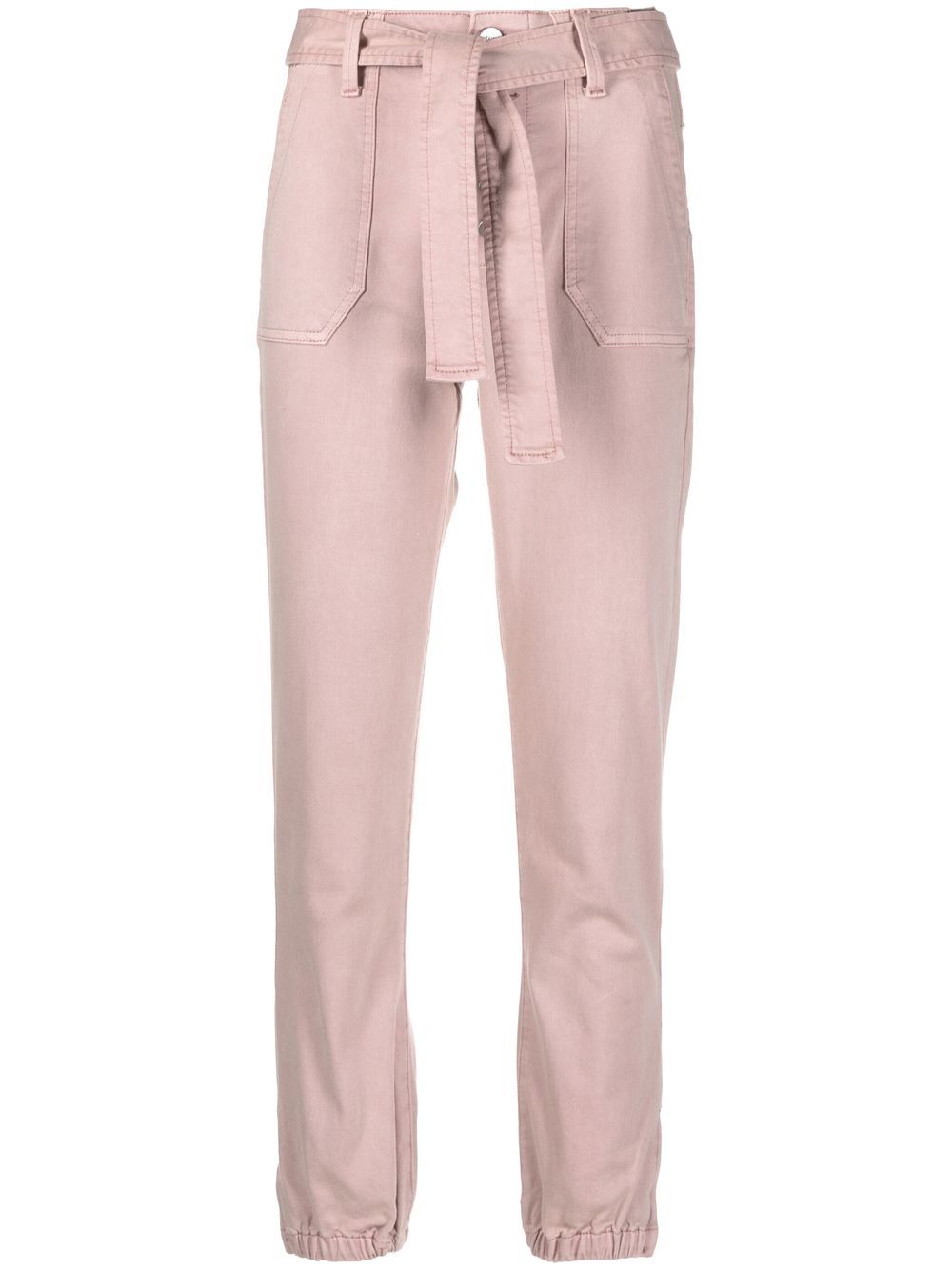 

PAIGE belted straight-leg jeans - Pink