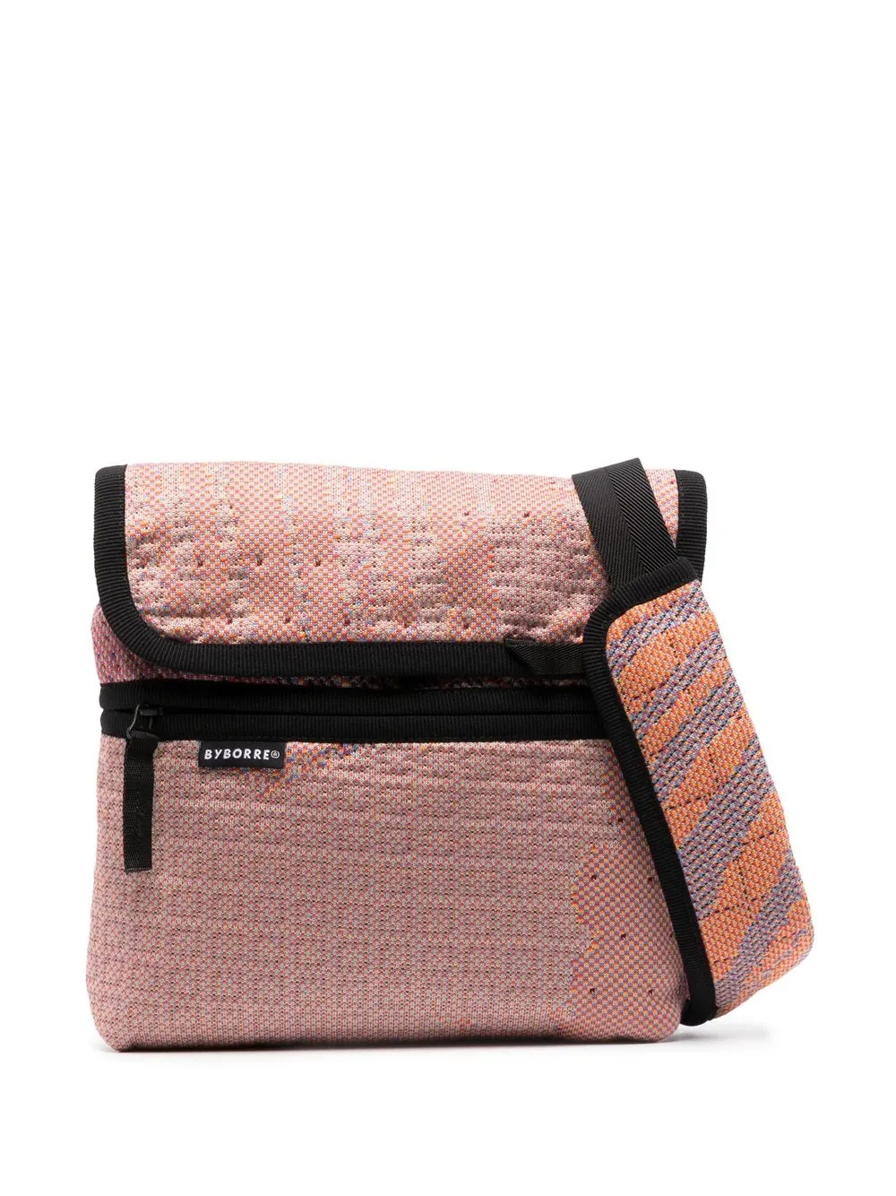 BYBORRE logo-patch jacquard messenger bag - Pink