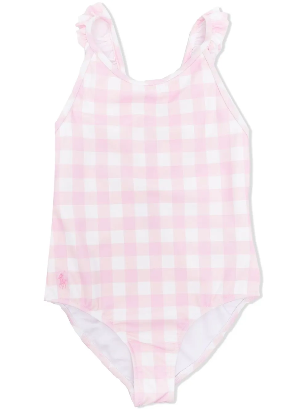 

Ralph Lauren Kids shorts de playa a cuadros con volantes - Rosado