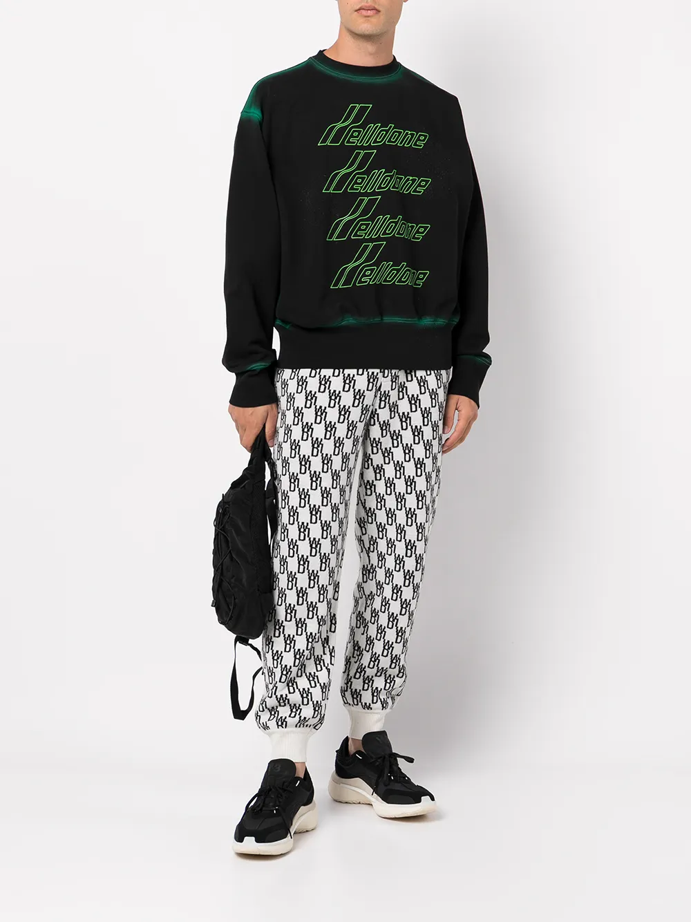 We11done Sweater met logoprint - Zwart