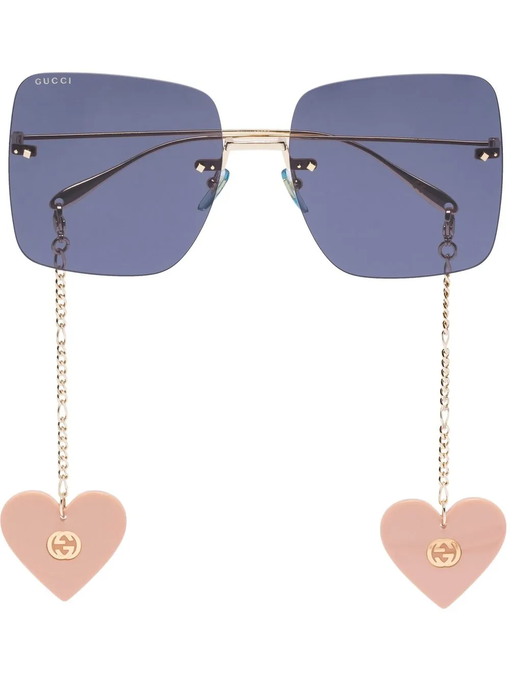 

Gucci Eyewear lentes de sol con armazón cuadrada con aretes de corazón - Dorado