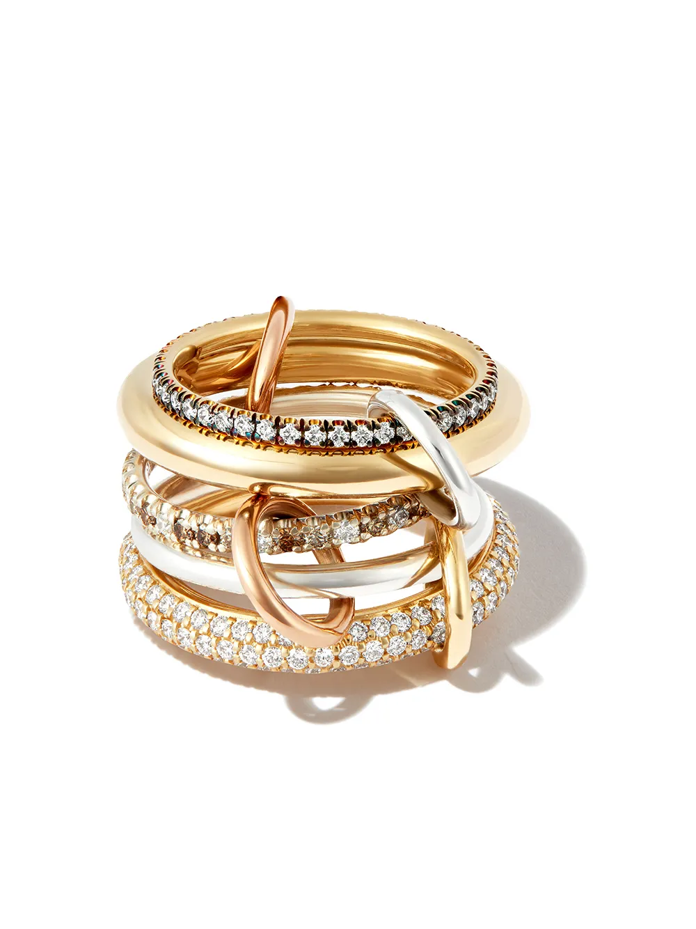Spinelli Kilcollin 18kt Mixed Gold Nexua Diamond 5 Link Ring In Mixed Gold
