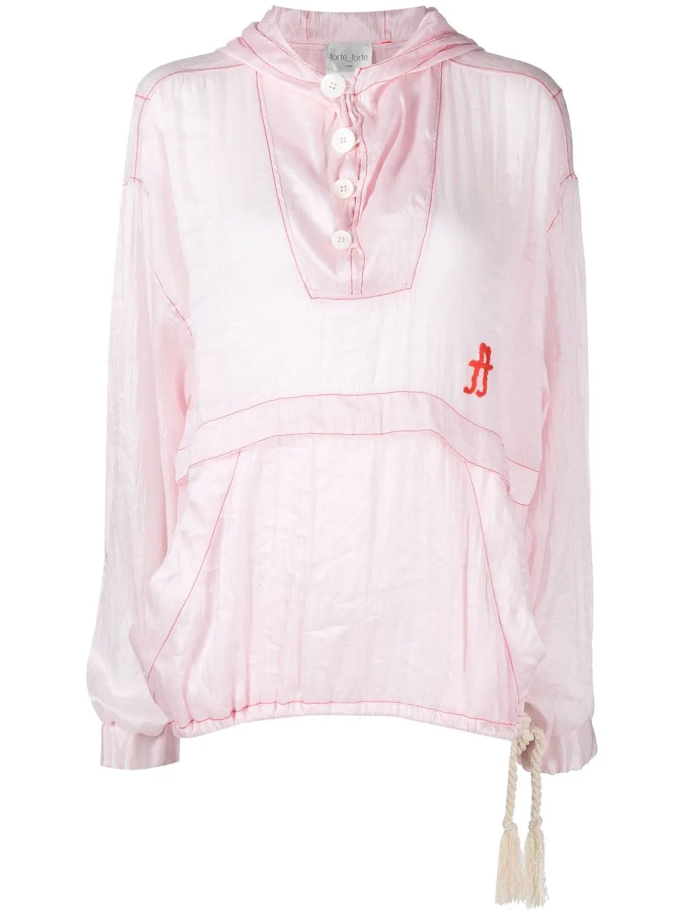 

Forte Forte logo-embroidered hooded lightweight jacket - Pink