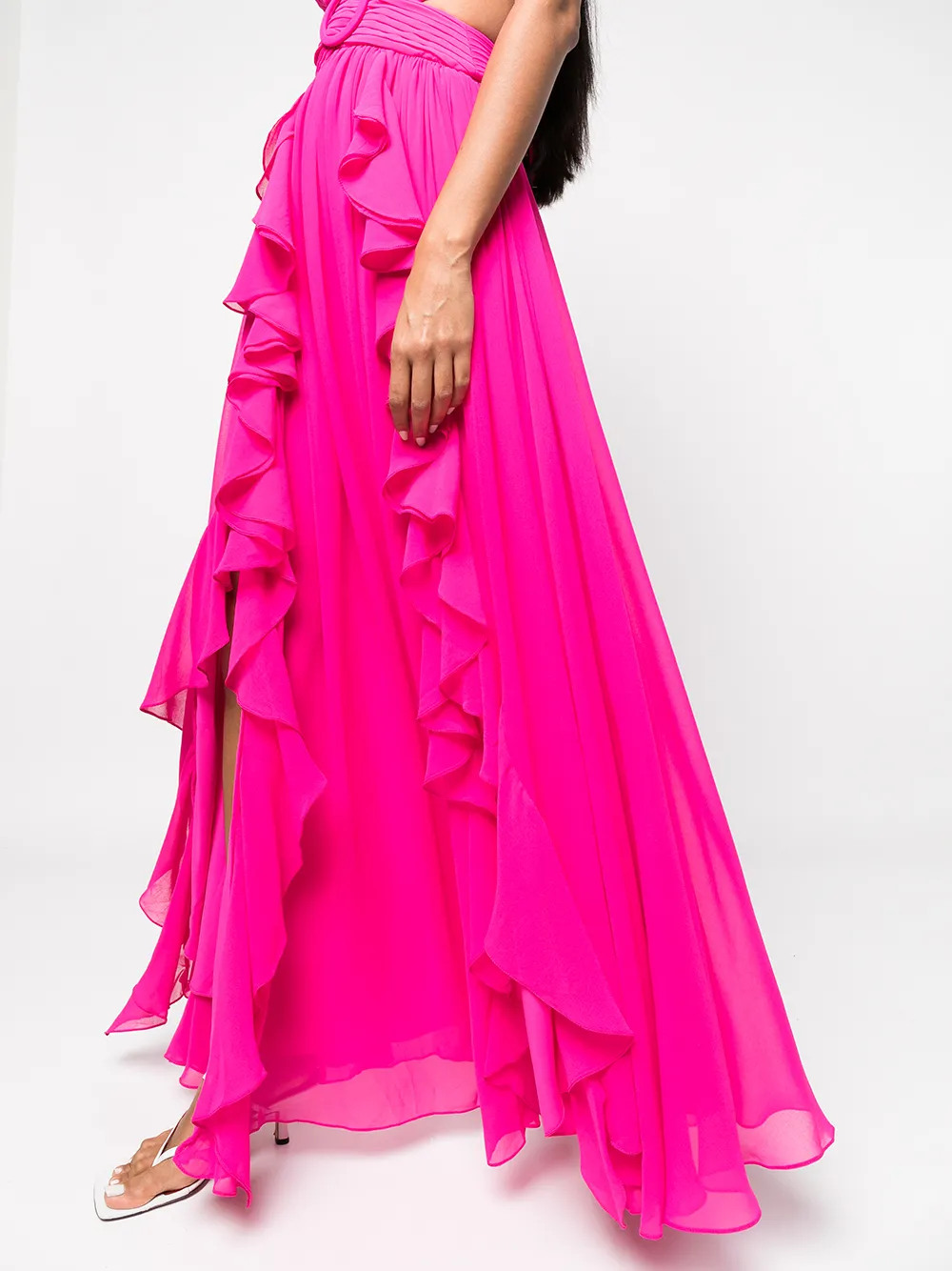 Patbo Chiffon Ruffled Cut-out Maxi Dress In Rosa