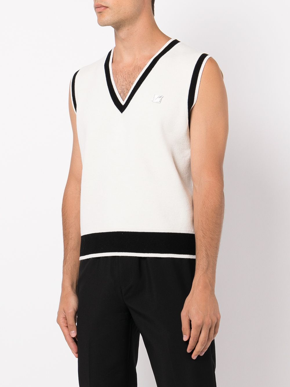 WE11 DONE TWO-TONE V-NECK VEST 