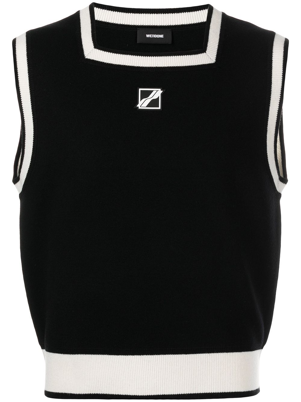 

We11done logo-patch knitted vest - Black