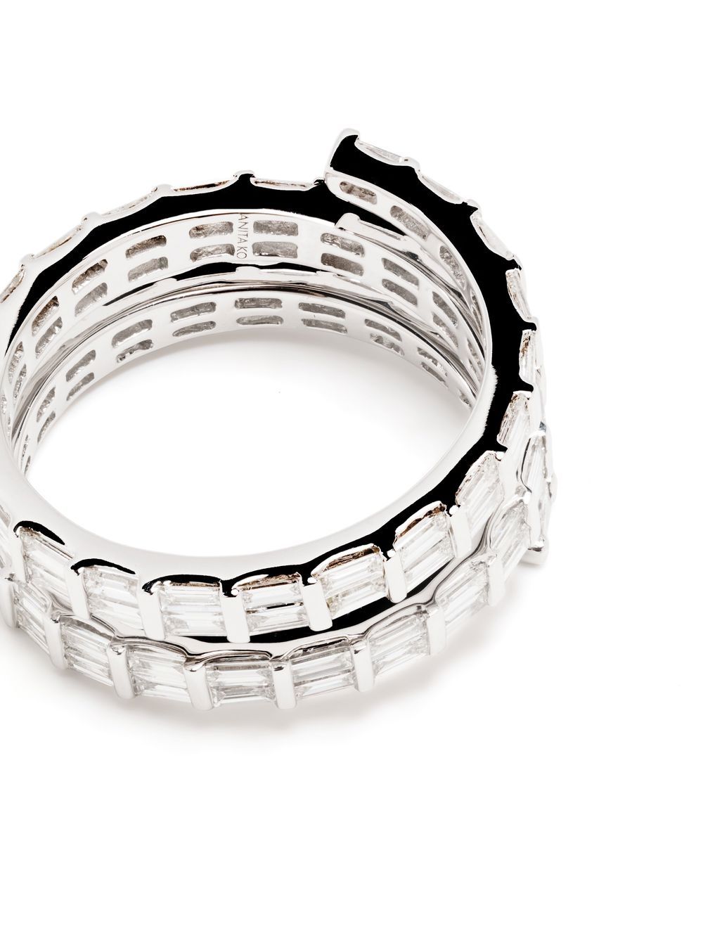 Shop Anita Ko 18kt White Gold Three Row Baguette Diamond Coil Ring In Silber
