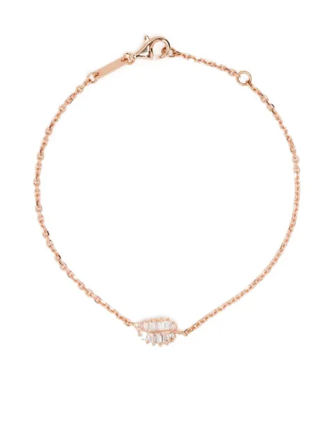 Anita Ko pulsera con detalle de hoja de palera en oro rosa de 18kt y diamantes