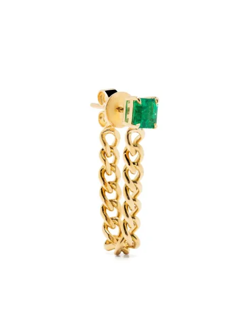 Anita Ko arete Cuban Link en oro amarillo de 18kt con esmeralda