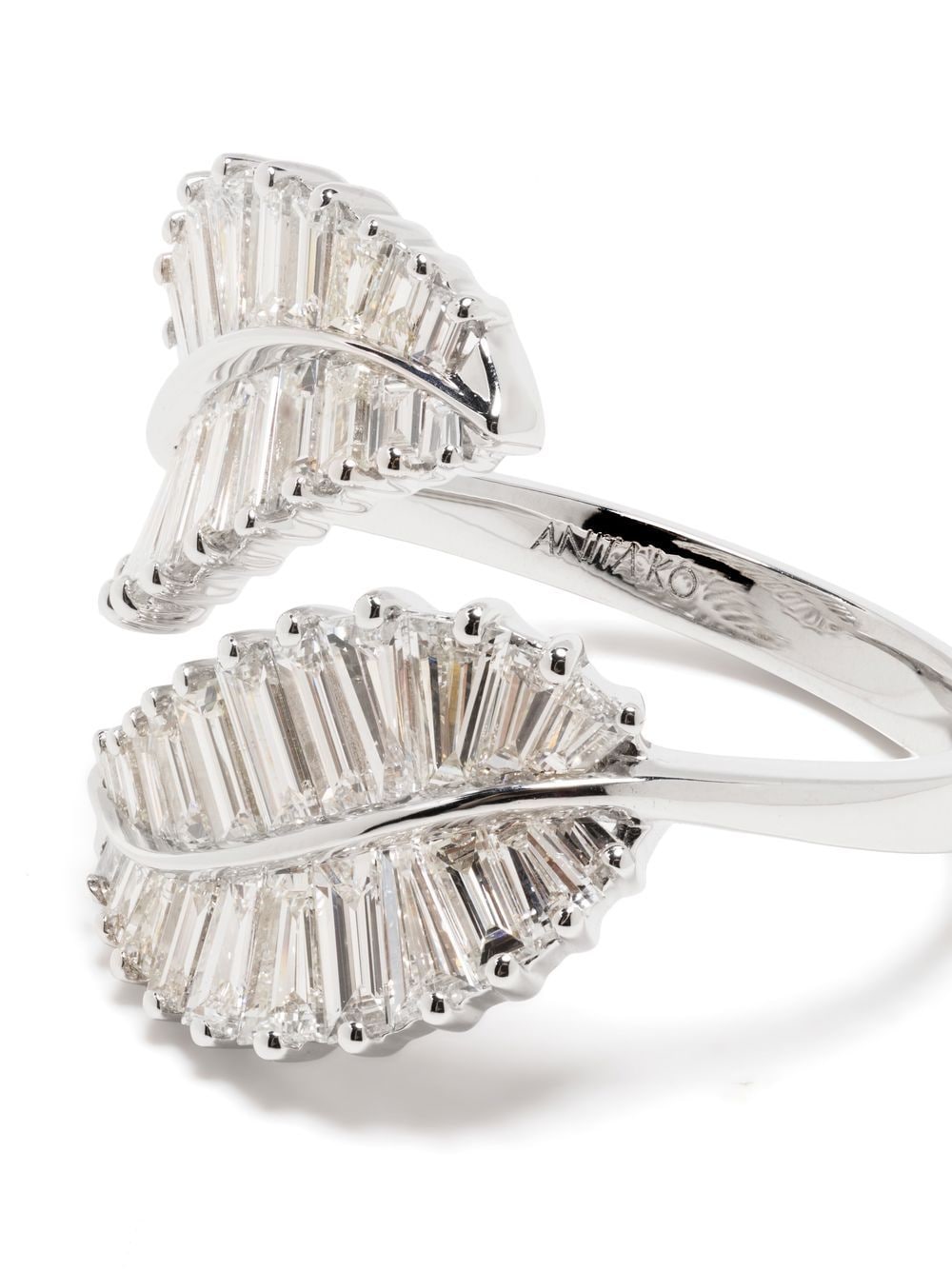 Shop Anita Ko 18kt White Gold Palm Leaf Diamond Ring In Silber