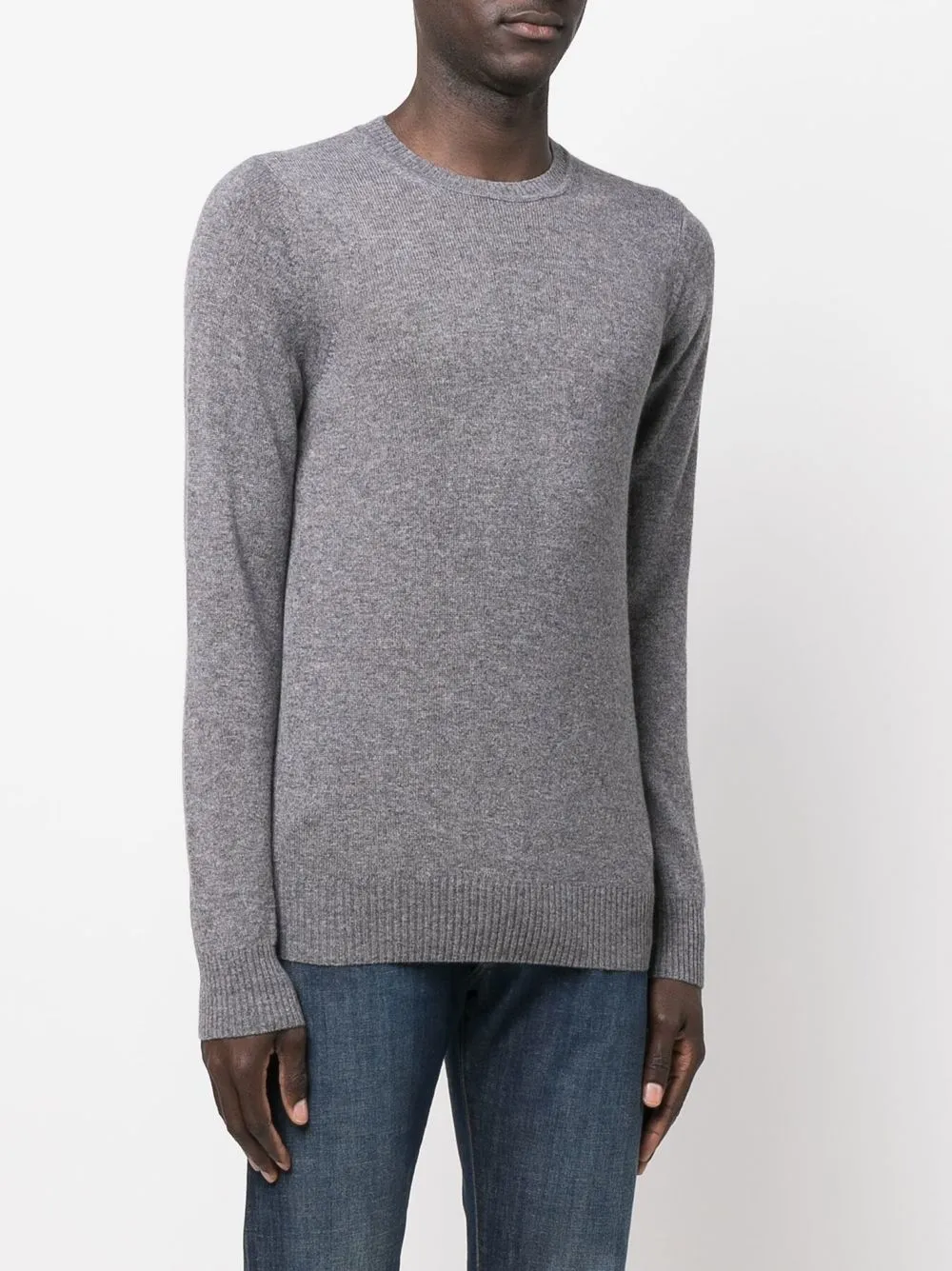  Emporio Armani Fein Gestrickter Kaschmirpullover   Grau 