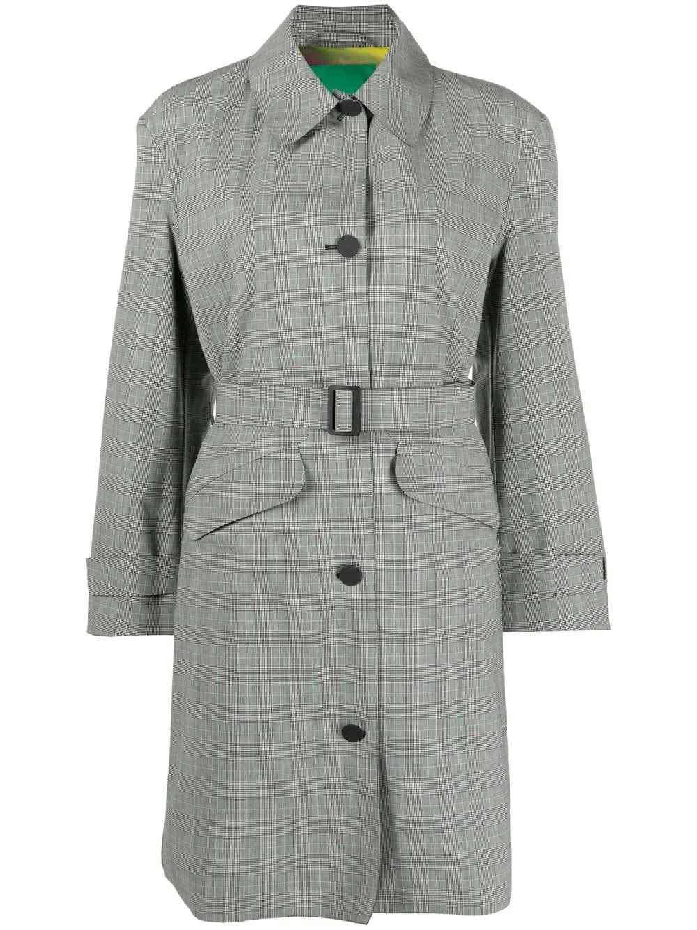 

Emporio Armani Prince of Wales-check belted coat - Grey