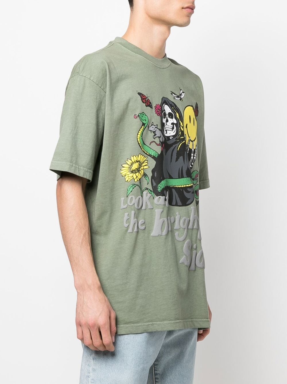 Shop Market Slogan-graphic Print T-shirt In Green