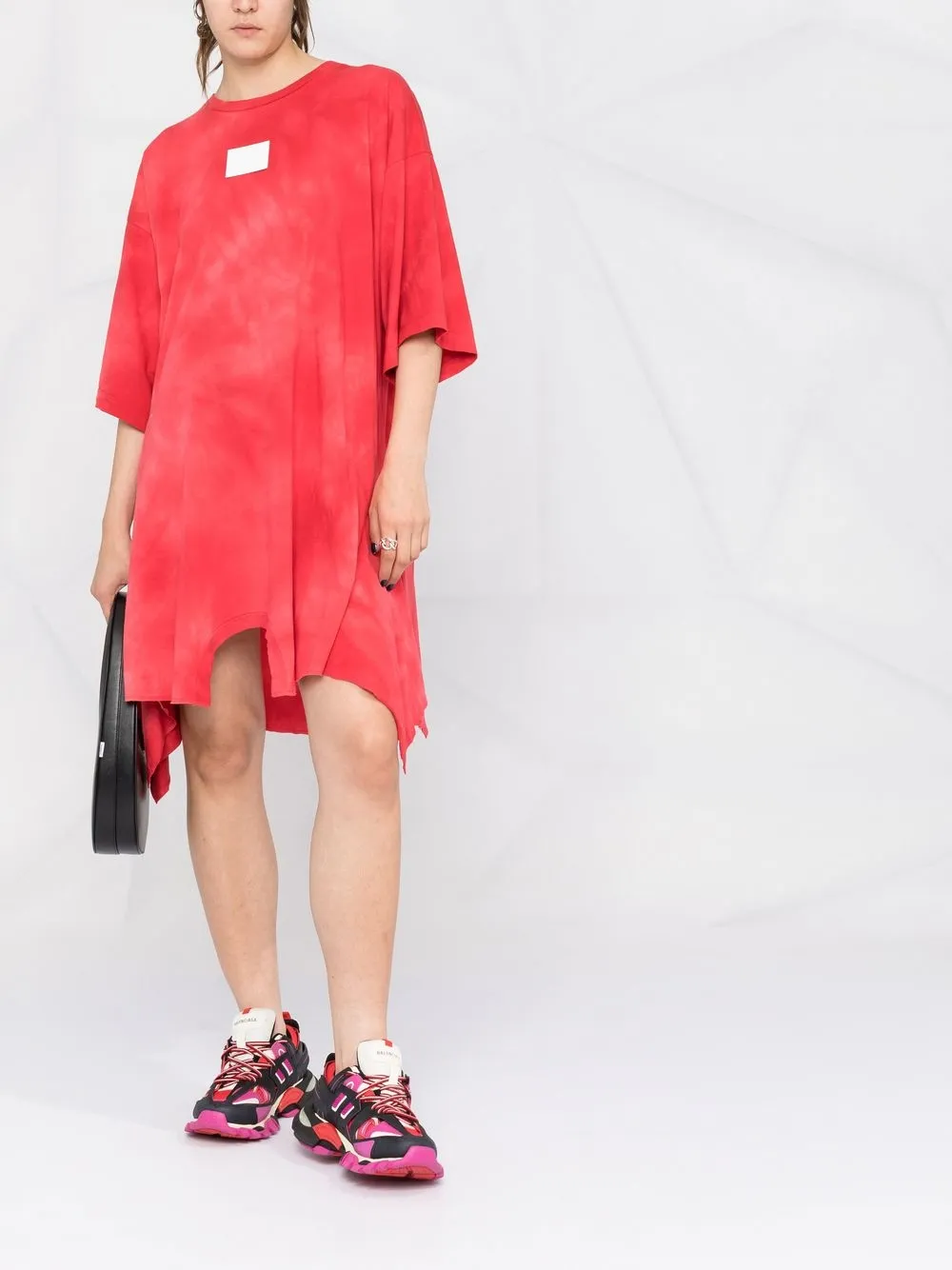 MM6 Maison Margiela T-shirtjurk met vervaagd logo - Rood