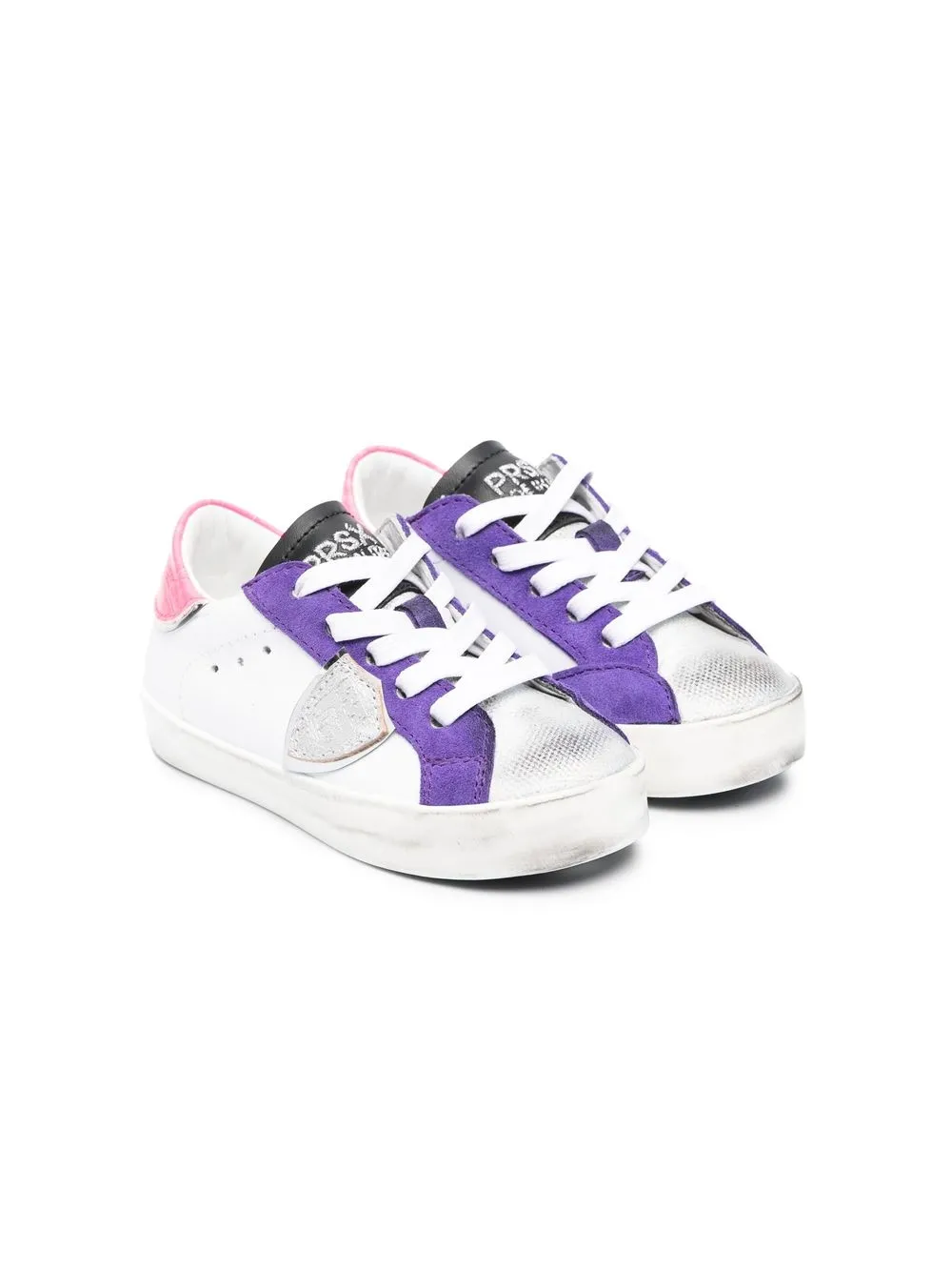 

Philippe Model Kids panelled lace-up sneakers - White