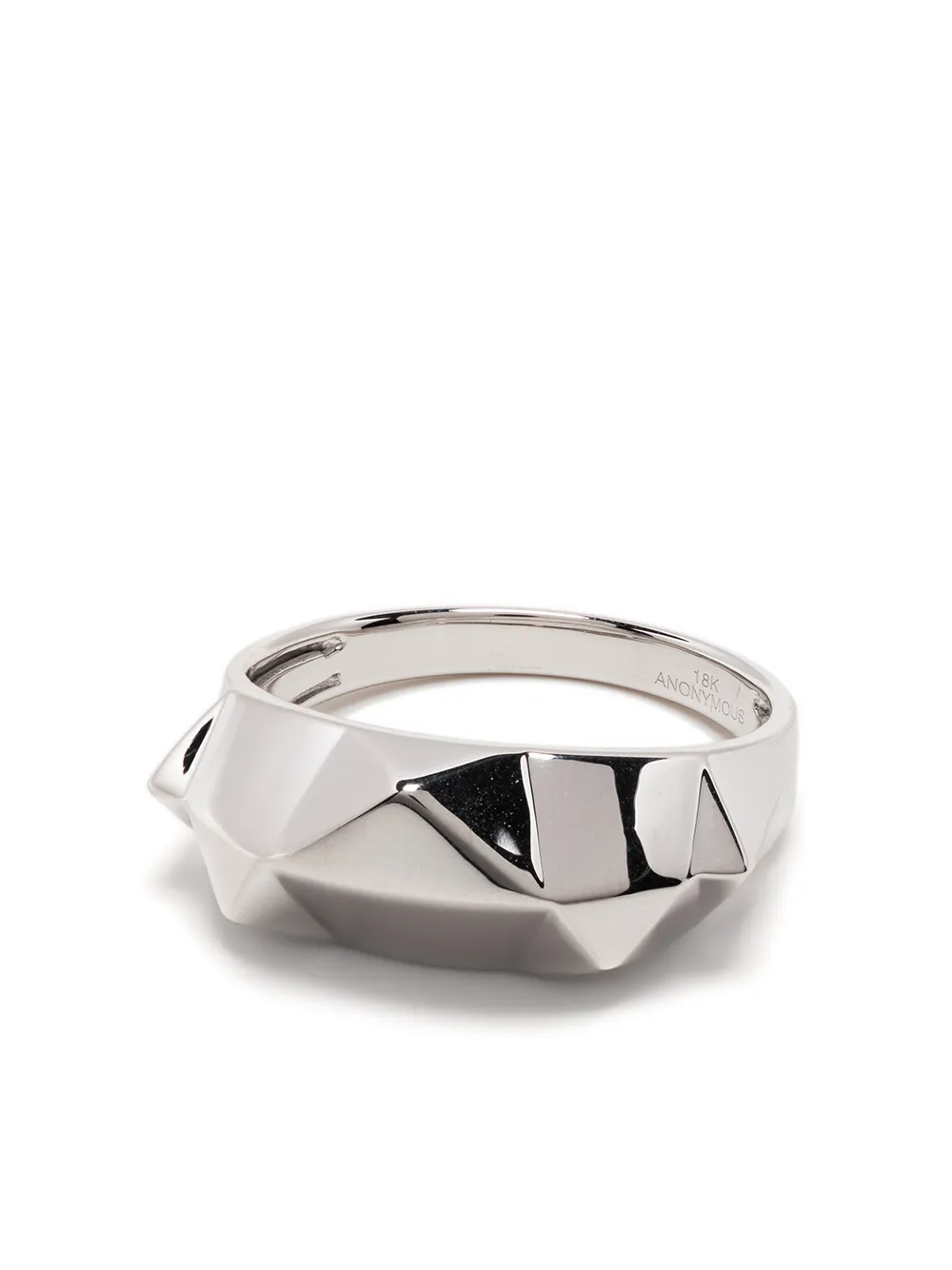 Anonymous 18kt Recycled White Gold Collection 1 Pyramid Band Ring In Silver