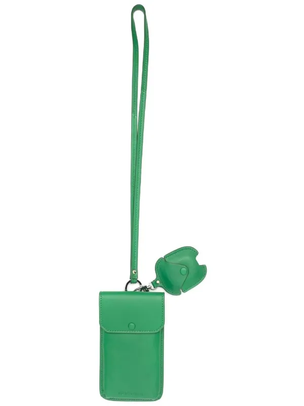 Yves Salomon Leather Phone Case in Green