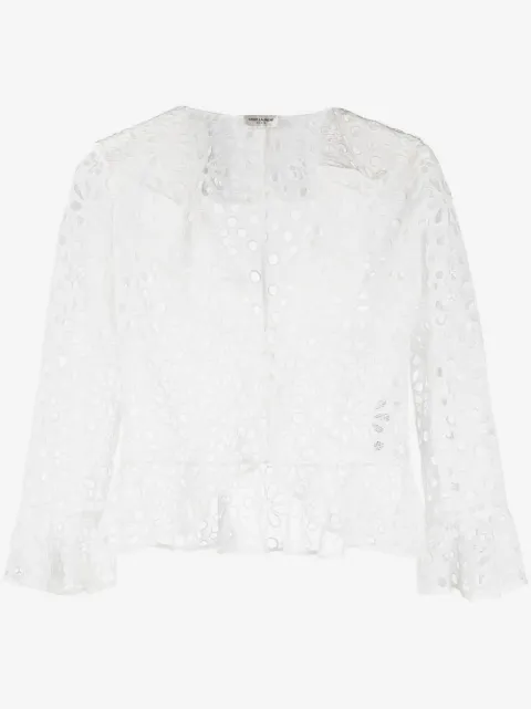 Saint Laurent embroidered-design long-sleeve blouse
