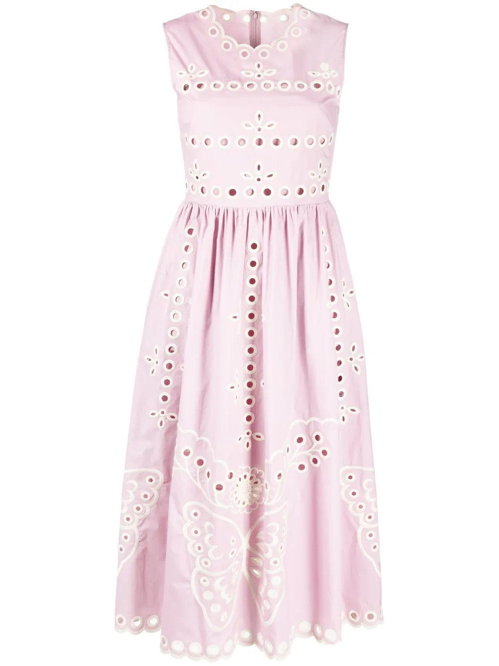 

RED Valentino vestido midi con bordado inglés - Morado