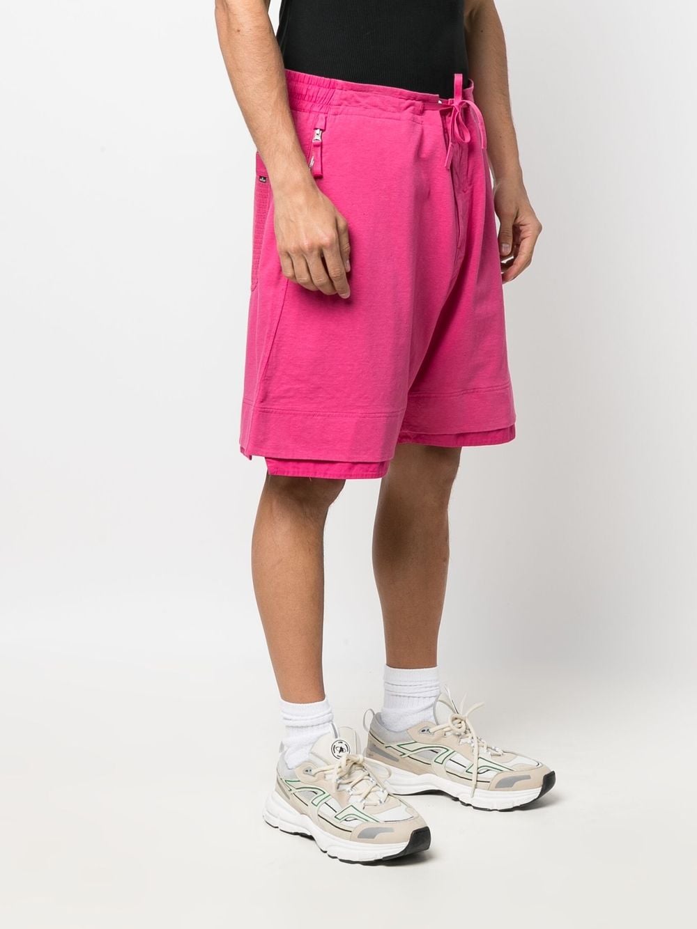 Shop Stone Island Shadow Project Speckled-cotton Bermuda Shorts In Pink