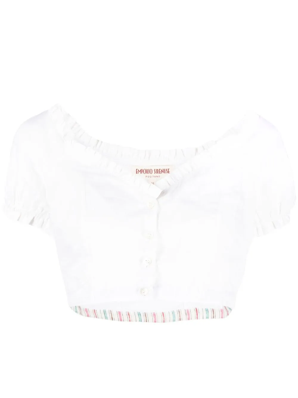 

Emporio Sirenuse blusa corta con volantes - Blanco