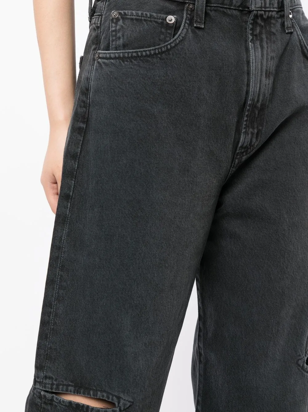 Agolde Sanna Slice Highrise Barrel Jeans In Nero ModeSens