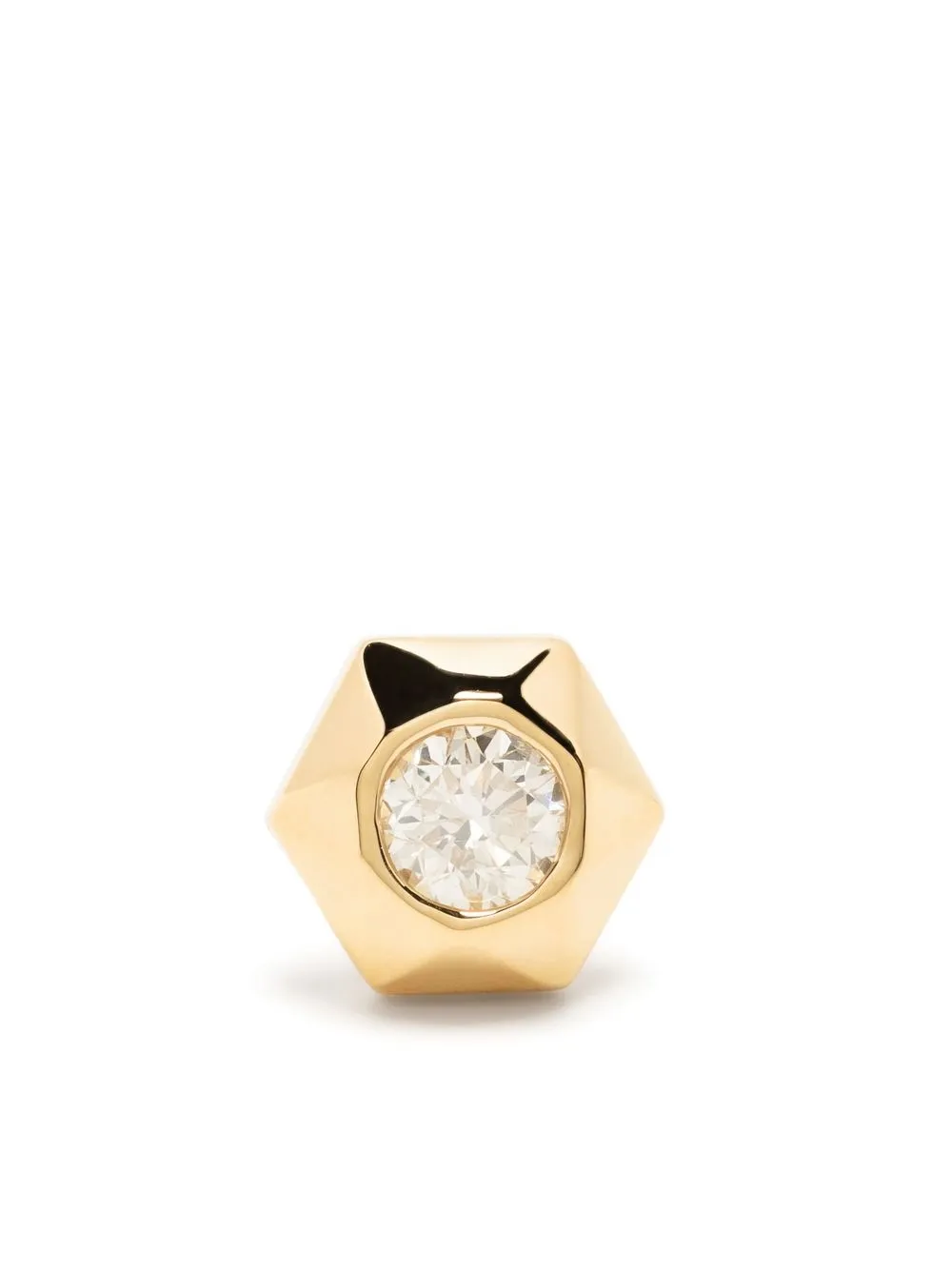 Anonymous 18kt Recycled Yellow Gold Collection 1 Diamond Hexagon Stud Earring