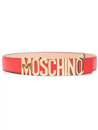 Moschino women’s leather shearling fur logo lettering buckle belt NEW Belt in leather with logo | Moschino main image 3