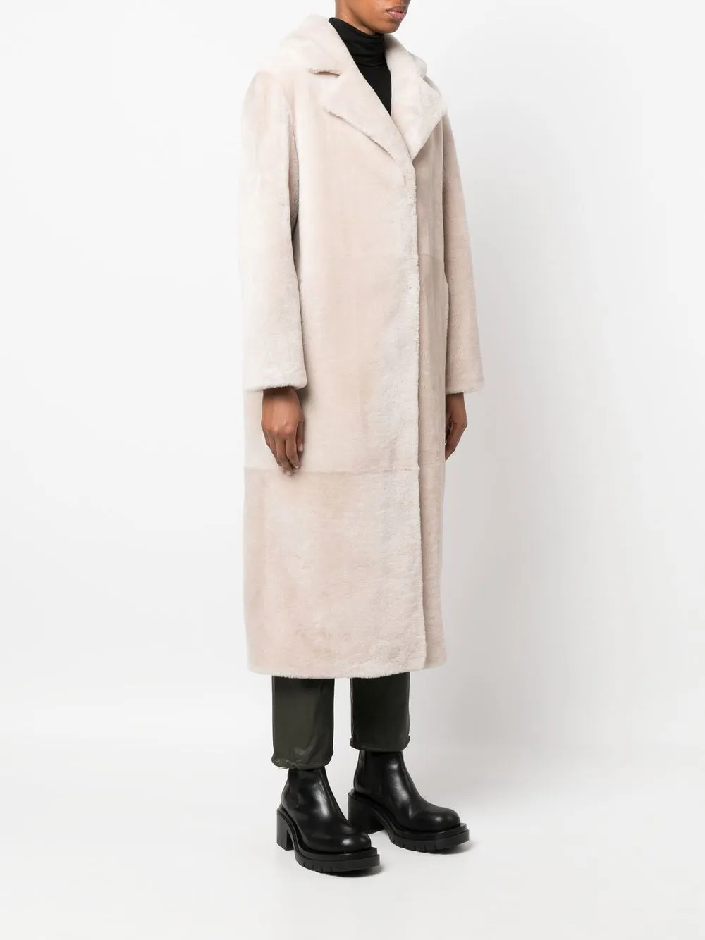 Yves Salomon Meteo Merino Lambskin Long Coat In Neutrals