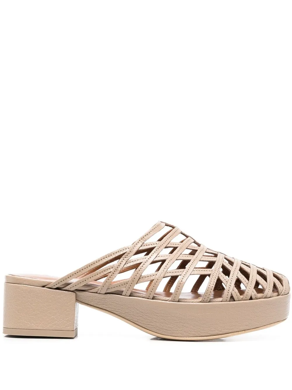 

BY FAR cage-strap 55mm platform mules - Neutrals