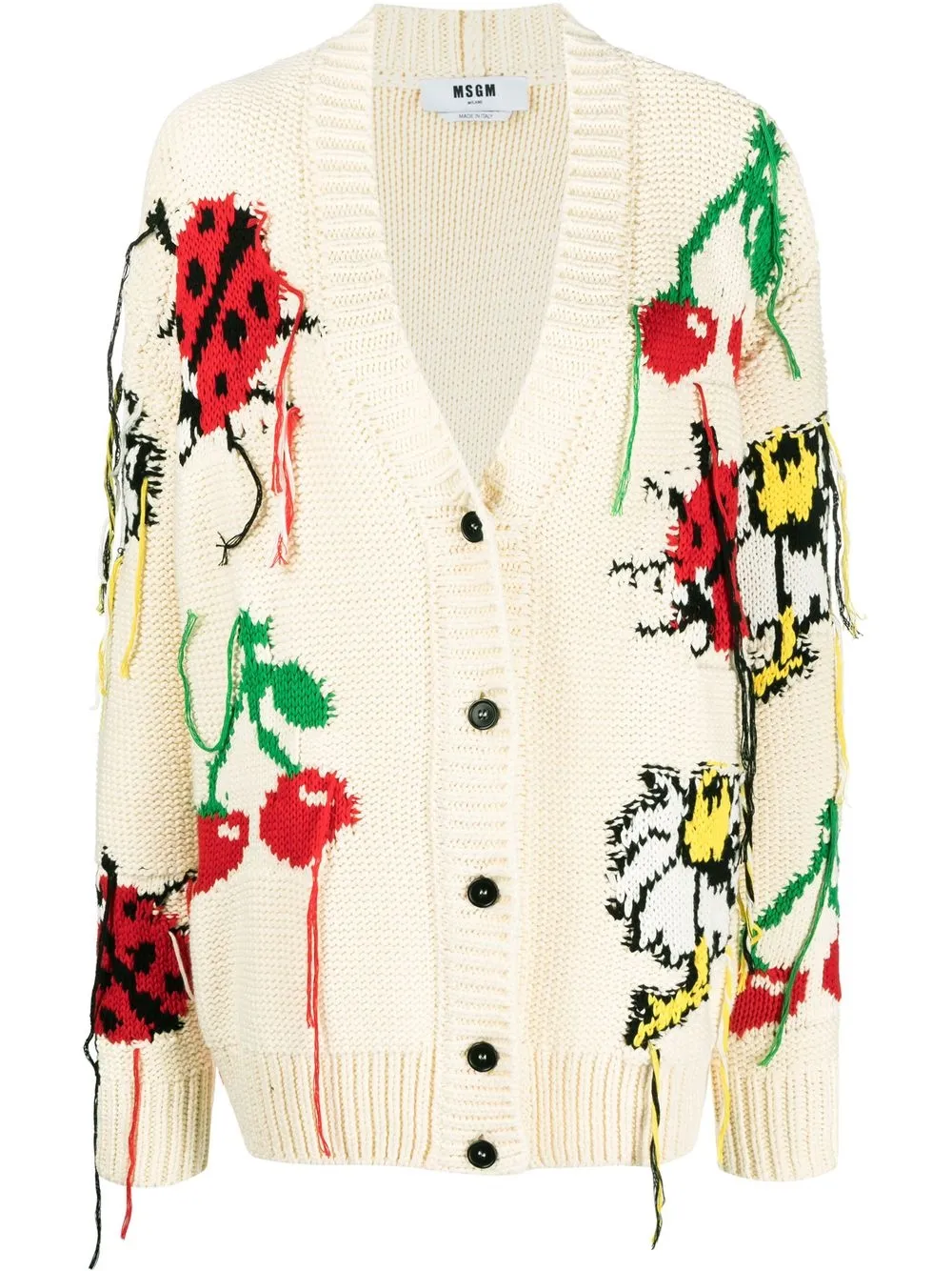 Msgm Off-white Cotton Cardigan In Nude