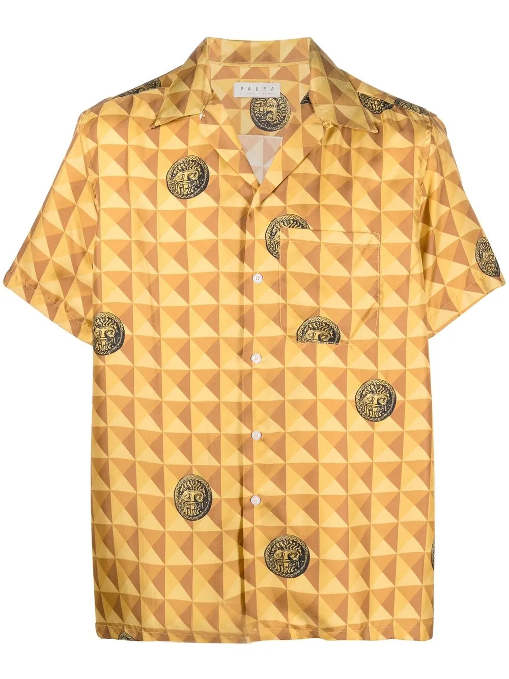 

Paura camisa de seda con motivo geométrico - Amarillo