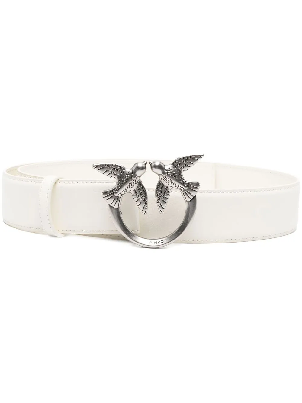 

PINKO logo-buckle leather belt - White