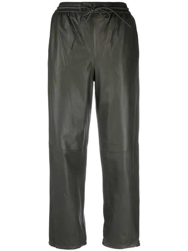 Yves Salomon Drawstring-waist Lambskin Trousers in Green