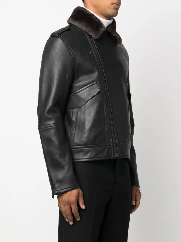 Yves Salomon fur-collar Leather Biker Jacket | Black | FARFETCH