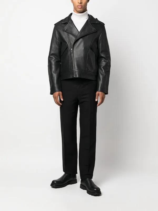 Yves Salomon fur-collar Leather Biker Jacket | Black | FARFETCH