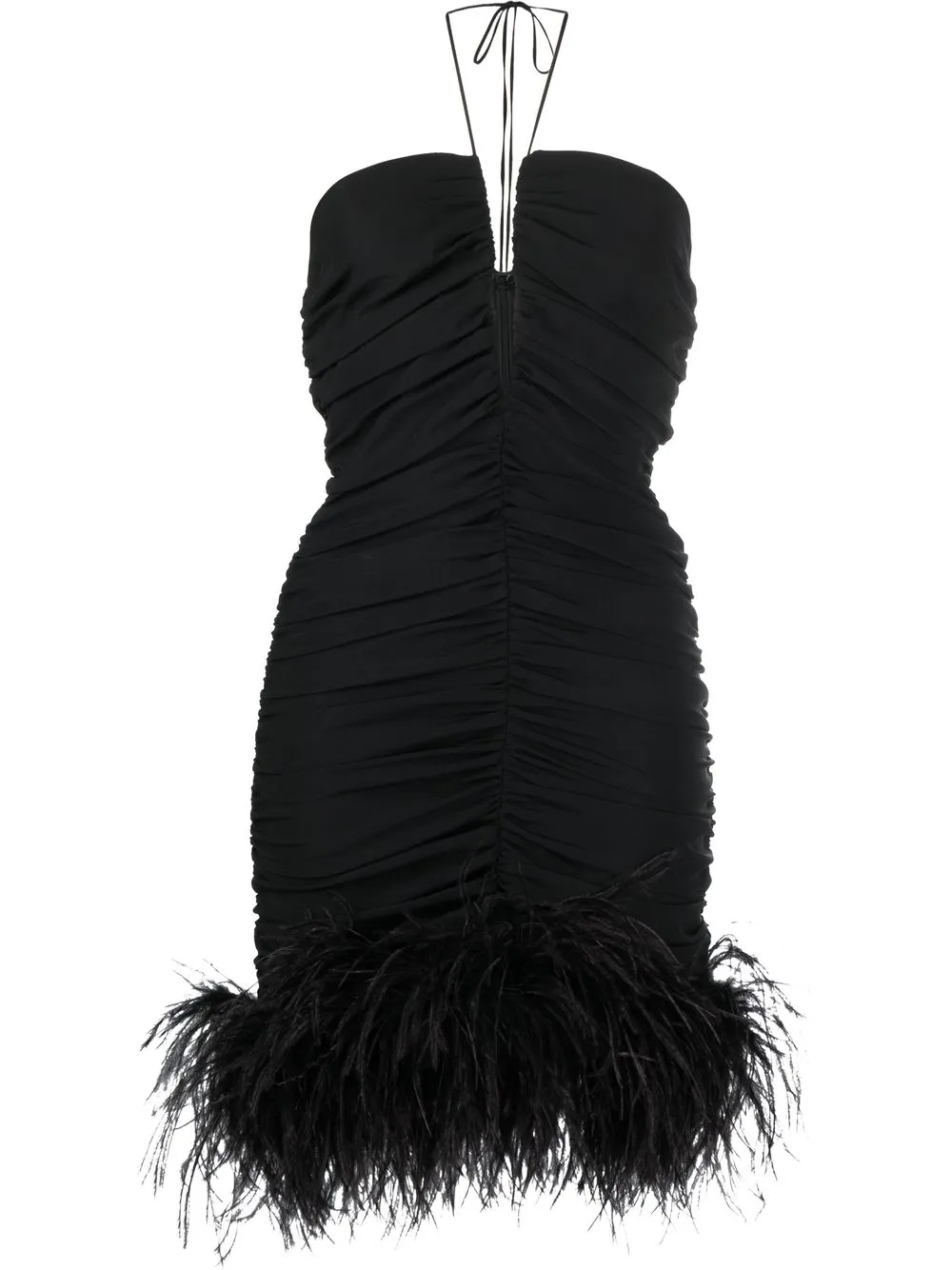 

Magda Butrym feather-hem halterneck minidress - Black