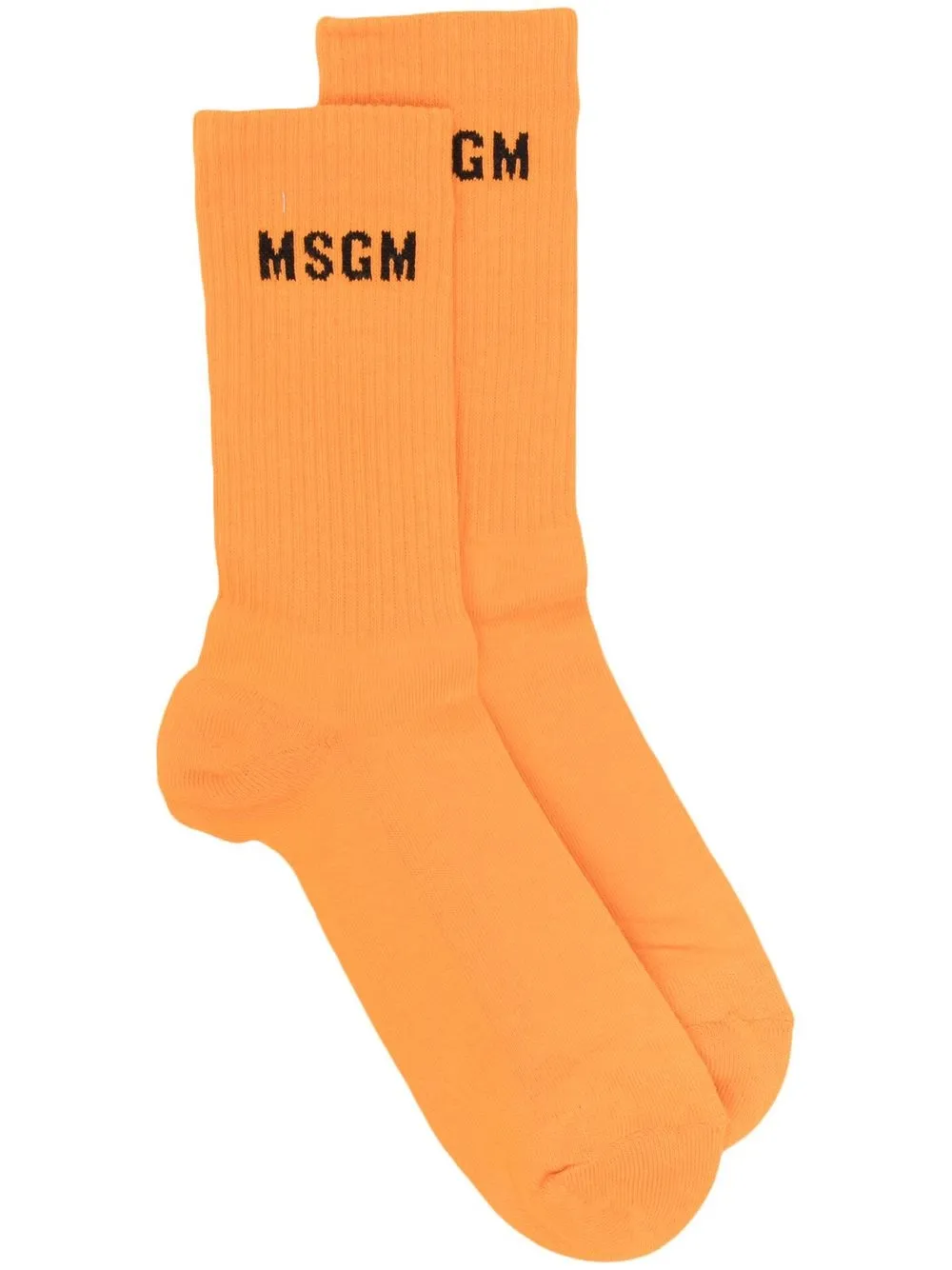 

MSGM intarsia-knit logo socks - Orange