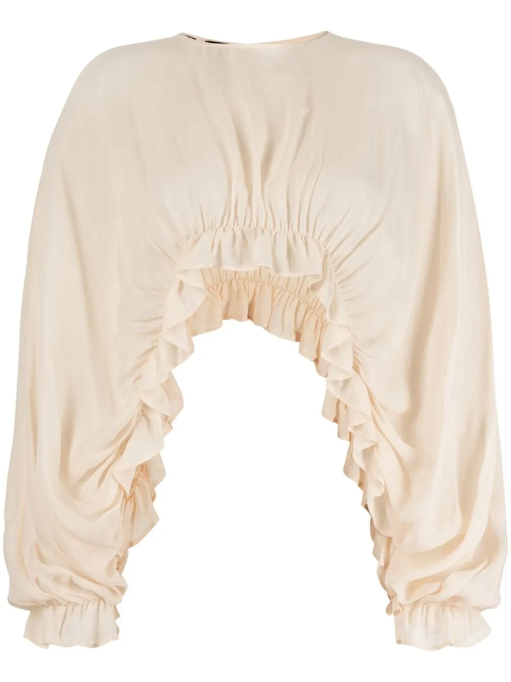 

PINKO cropped ruffled top - Neutrals