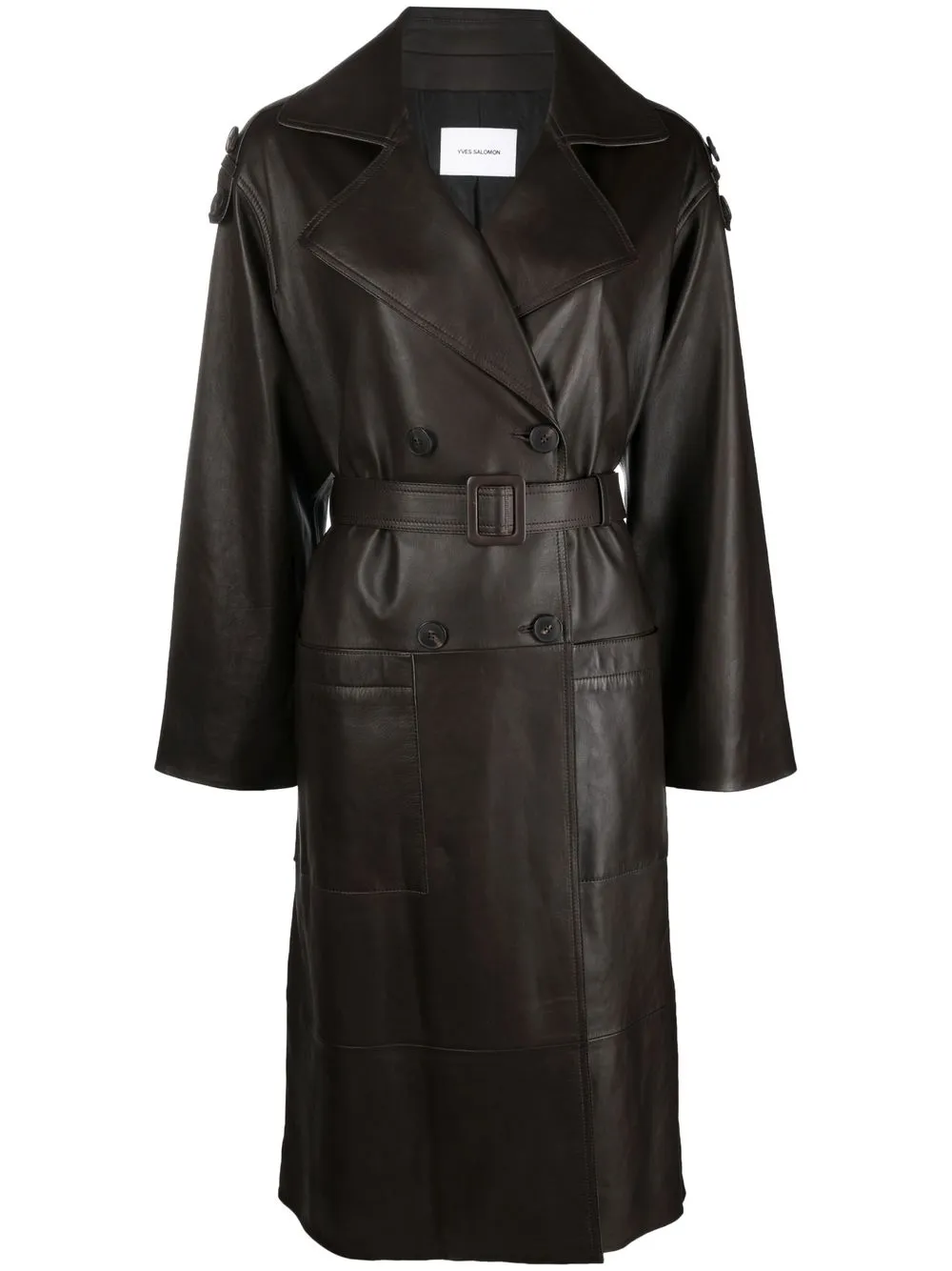 

Yves Salomon mid-length leather trench coat - Black