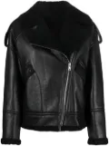 Yves Salomon cracked-effect biker jacket - Black
